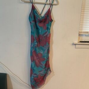 CDC Teal and Red Floral Maxi Dress